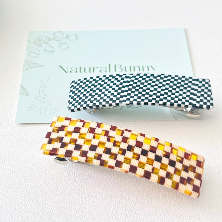 Check Pattern Hair Barrette - Natural Bunny Accessories