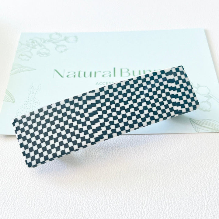 Check Pattern Hair Barrette - Natural Bunny Accessories