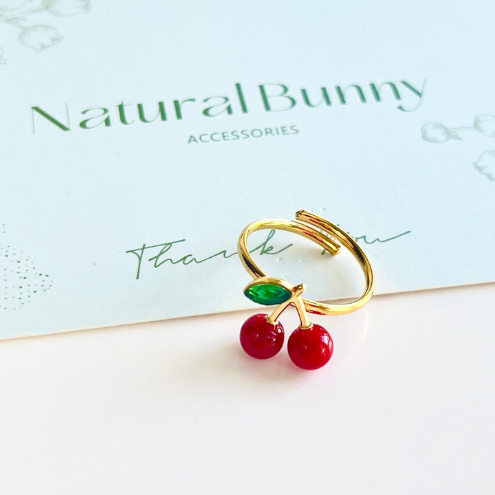 Cherry Adjustable Ring - Natural Bunny Accessories