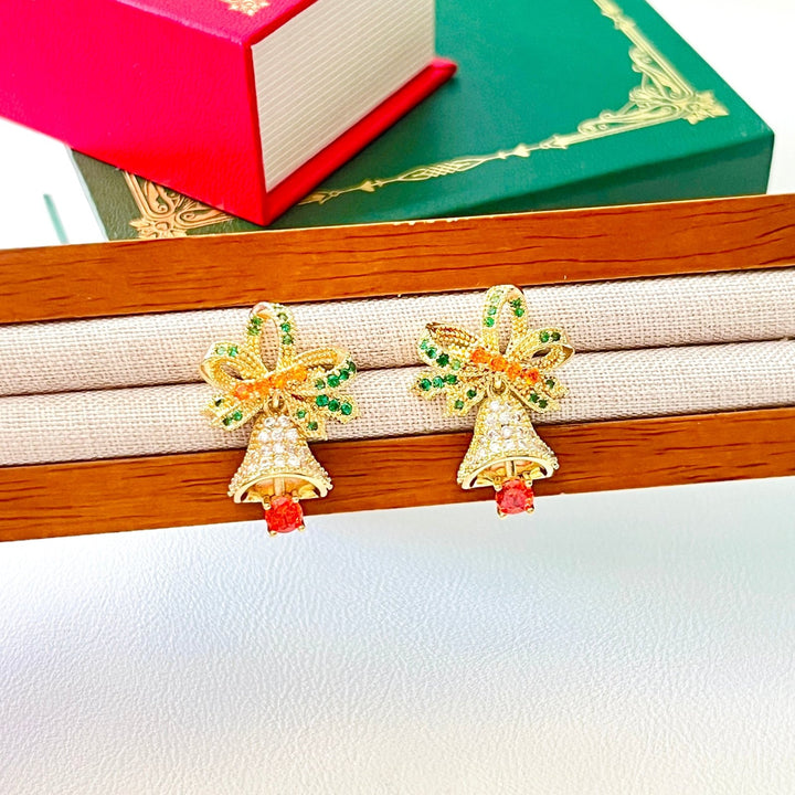 Christmas Bell Stud Earrings - Natural Bunny Accessories