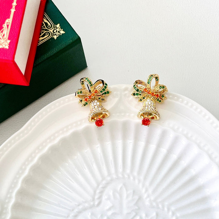 Christmas Bell Stud Earrings - Natural Bunny Accessories