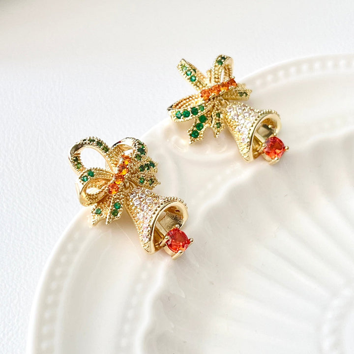 Christmas Bell Stud Earrings - Natural Bunny Accessories