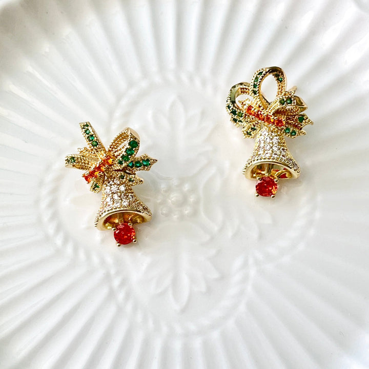 Christmas Bell Stud Earrings - Natural Bunny Accessories