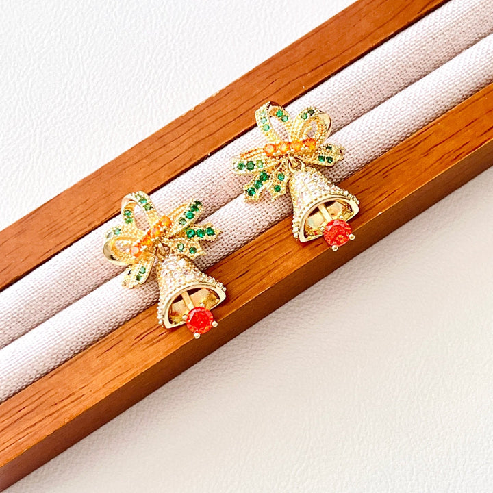 Christmas Bell Stud Earrings - Natural Bunny Accessories