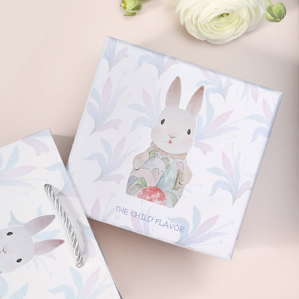 Gift Wrapping - Blue Rabbit Gift Box and Starry Paper