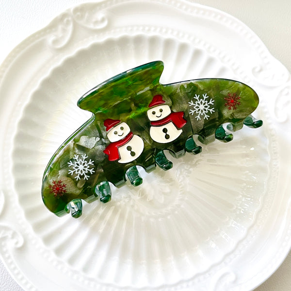 Christmas Snowman/Reindeer Hair Claw Clip