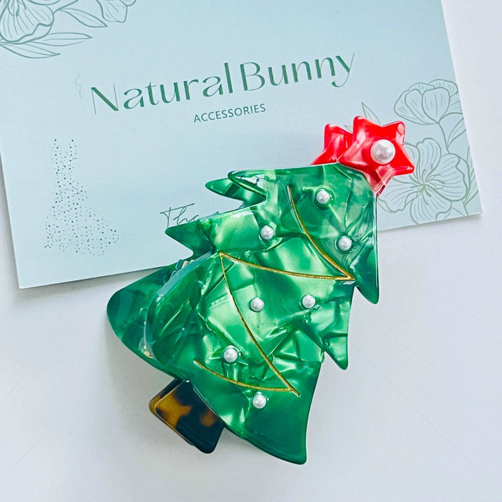 Christmas Tree Hair Claw Clip - Natural Bunny Accessories