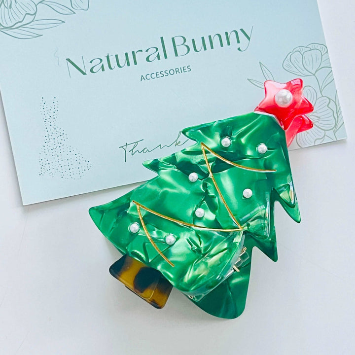 Christmas Tree Hair Claw Clip - Natural Bunny Accessories