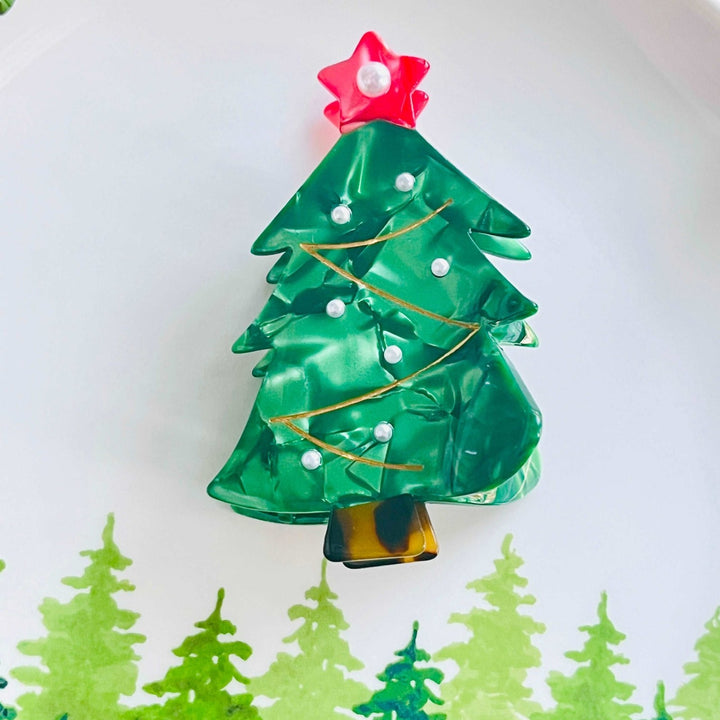 Christmas Tree Hair Claw Clip - Natural Bunny Accessories