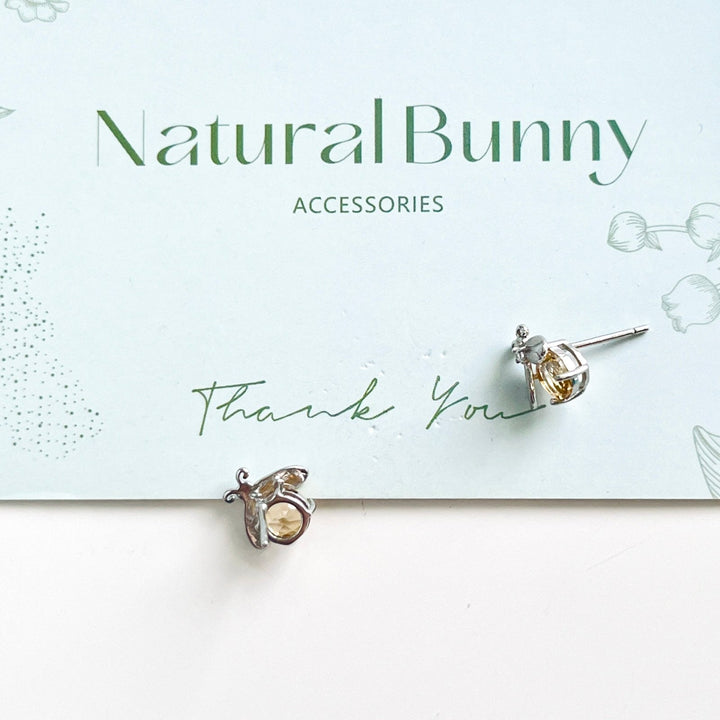 Citrine Firefly Sterling Silver Stud Earrings - Natural Bunny Accessories