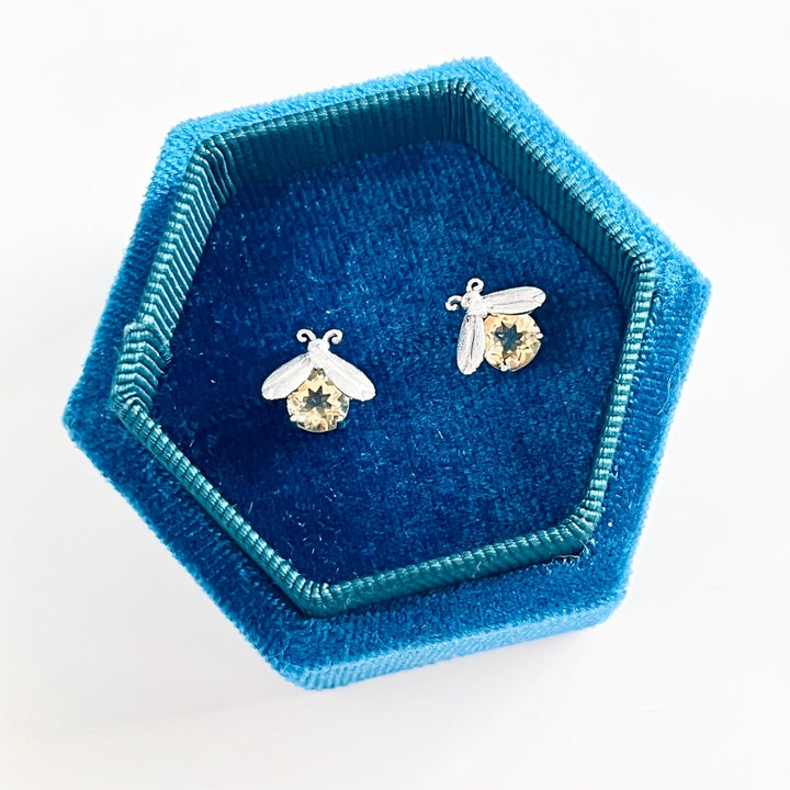 Citrine Firefly Sterling Silver Stud Earrings - Natural Bunny Accessories