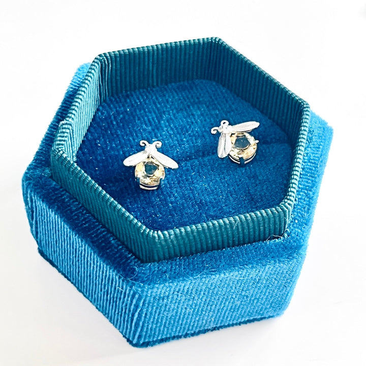 Citrine Firefly Sterling Silver Stud Earrings - Natural Bunny Accessories