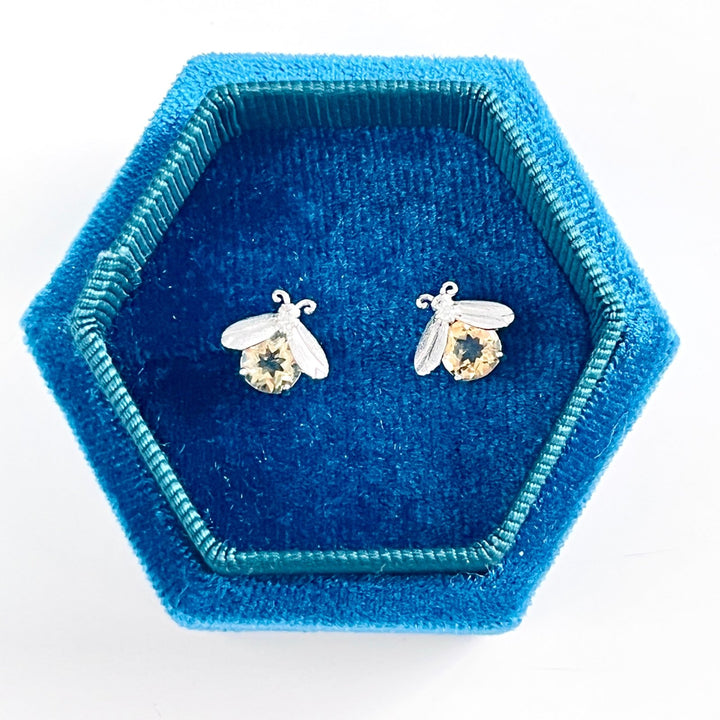 Citrine Firefly Sterling Silver Stud Earrings - Natural Bunny Accessories