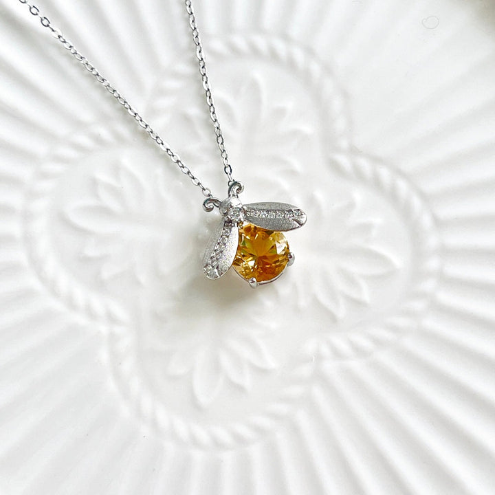Citrine Firefly Sterling Silver Necklace - Natural Bunny Accessories