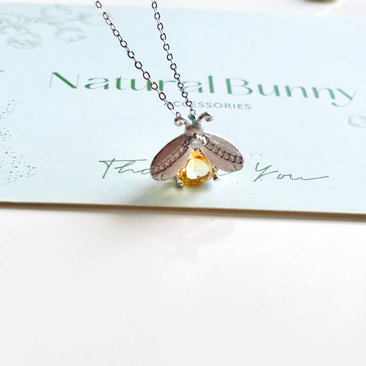 Citrine Firefly Sterling Silver Necklace - Natural Bunny Accessories