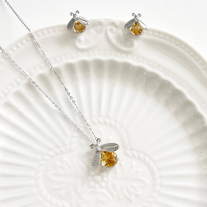 Citrine Firefly Sterling Silver Necklace - Natural Bunny Accessories