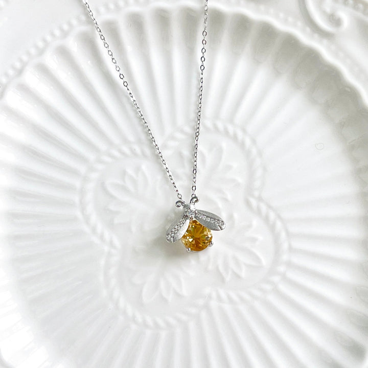 Citrine Firefly Sterling Silver Necklace - Natural Bunny Accessories