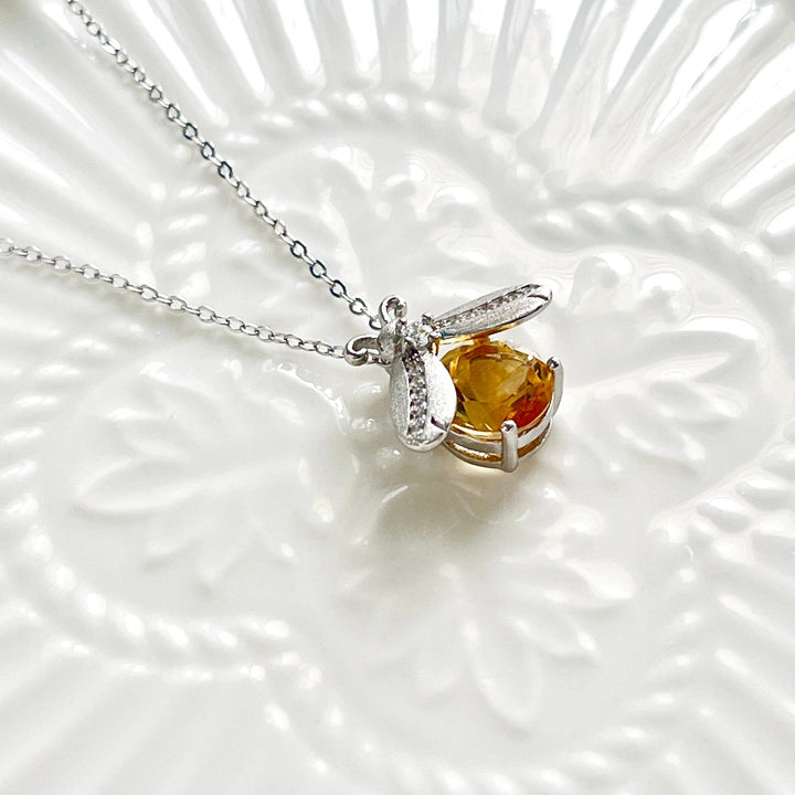 Citrine Firefly Sterling Silver Necklace - Natural Bunny Accessories