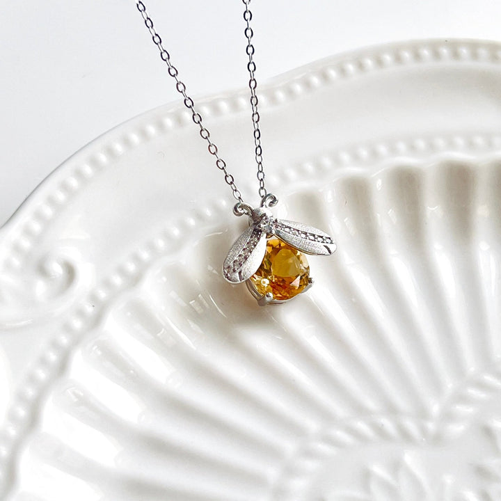 Citrine Firefly Sterling Silver Necklace - Natural Bunny Accessories