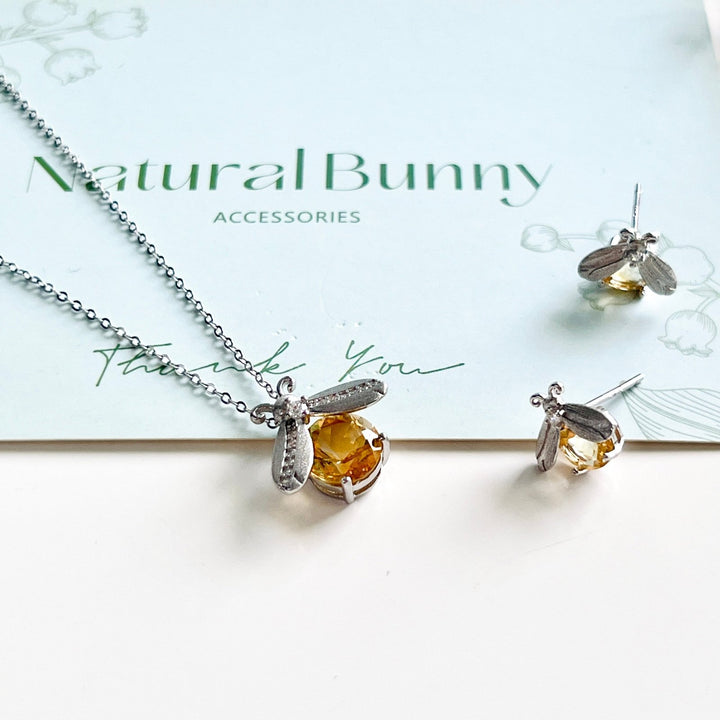 Citrine Firefly Sterling Silver Necklace - Natural Bunny Accessories