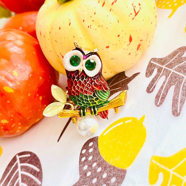 Colorful Owl Brooch - Natural Bunny Accessories