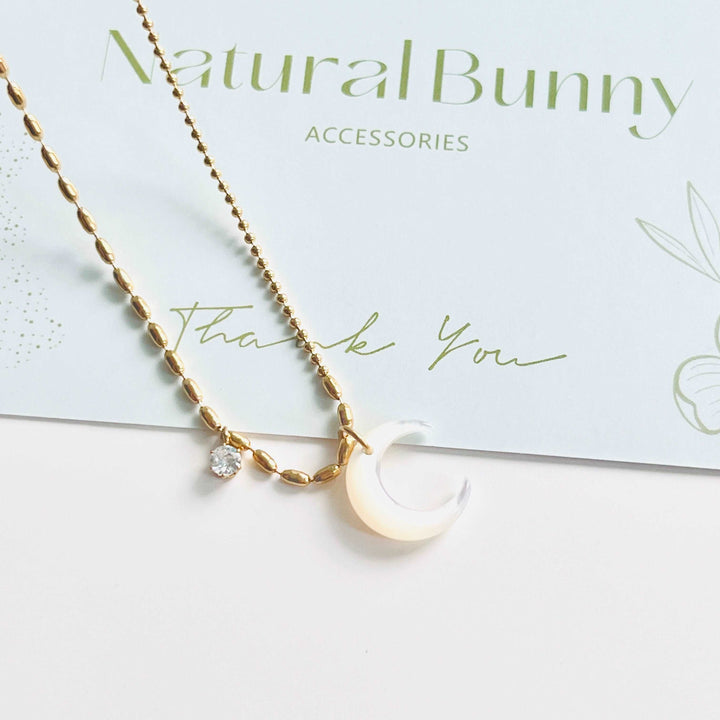 Crescent Moon Stone Necklace