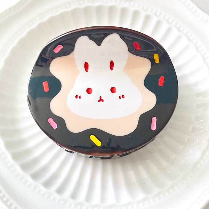 Cute Bunny Donut Hair Claw Clip - Natural Bunny Accessories