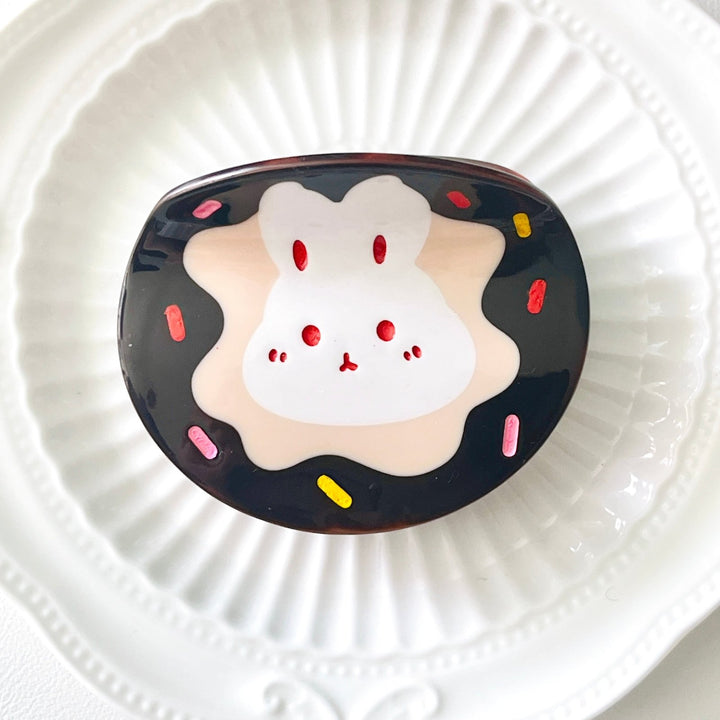 Cute Bunny Donut Hair Claw Clip - Natural Bunny Accessories