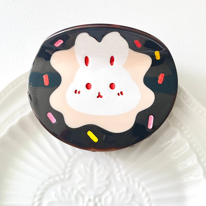 Cute Bunny Donut Hair Claw Clip - Natural Bunny Accessories