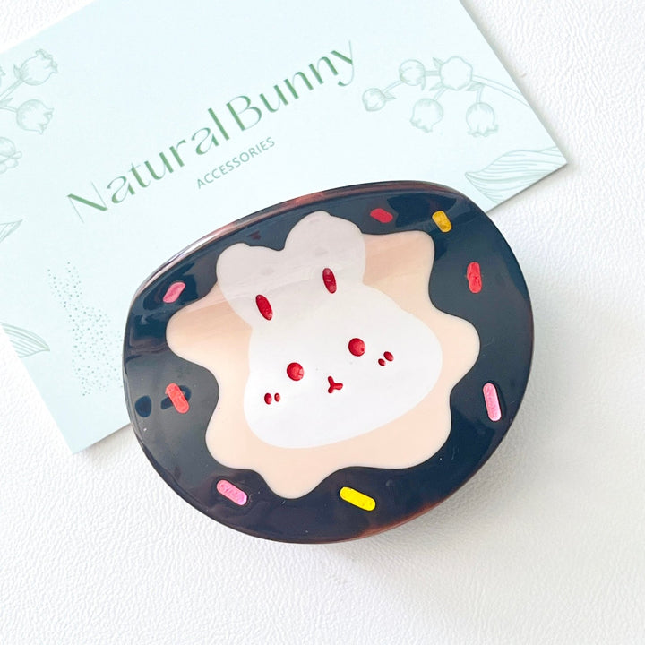 Cute Bunny Donut Hair Claw Clip - Natural Bunny Accessories