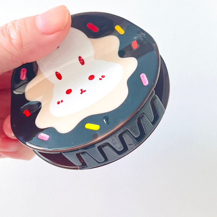 Cute Bunny Donut Hair Claw Clip - Natural Bunny Accessories