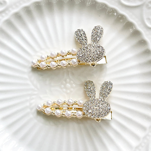 Cute Bunny Pearl Hair Clip - Natural Bunny Accessories