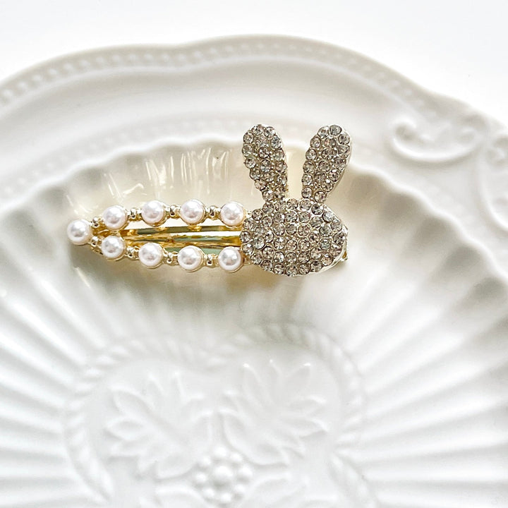 Cute Bunny Pearl Hair Clip - Natural Bunny Accessories