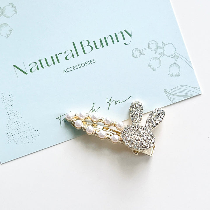 Cute Bunny Pearl Hair Clip - Natural Bunny Accessories