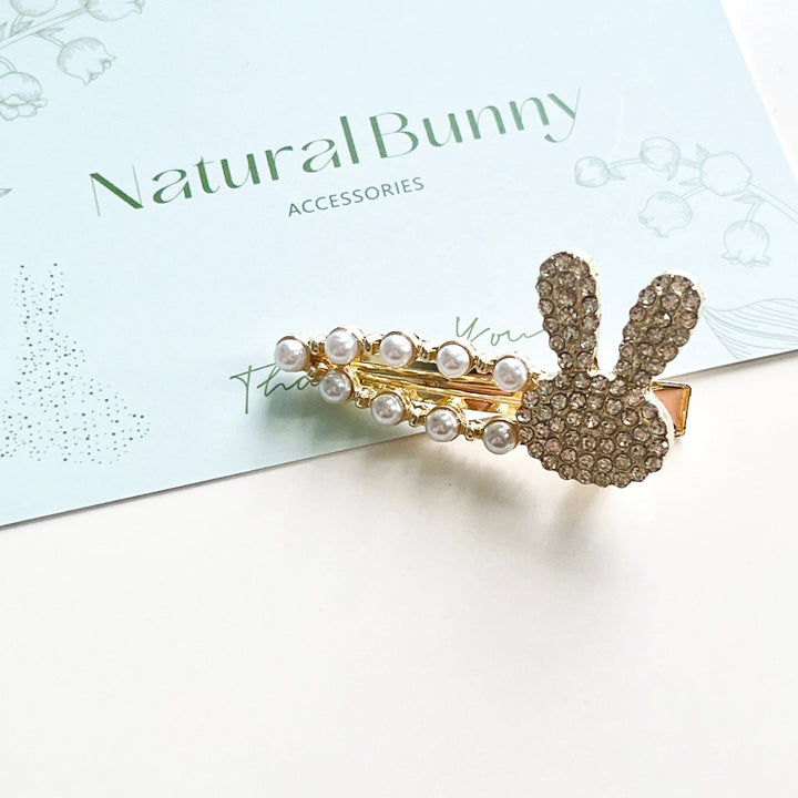 Cute Bunny Pearl Hair Clip - Natural Bunny Accessories