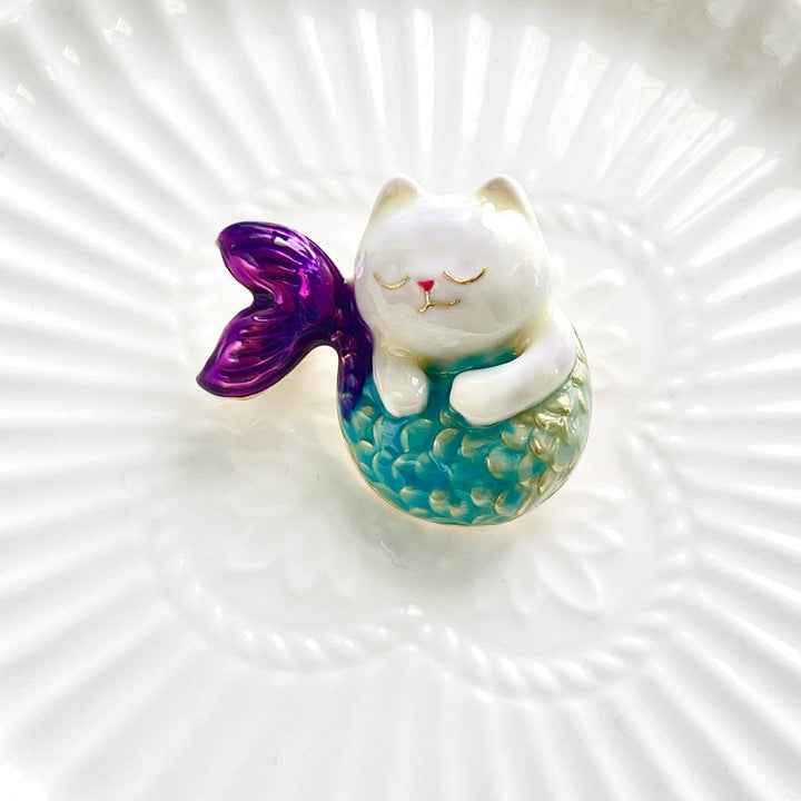 Cute Cat Mermaid Brooch - Natural Bunny Accessories