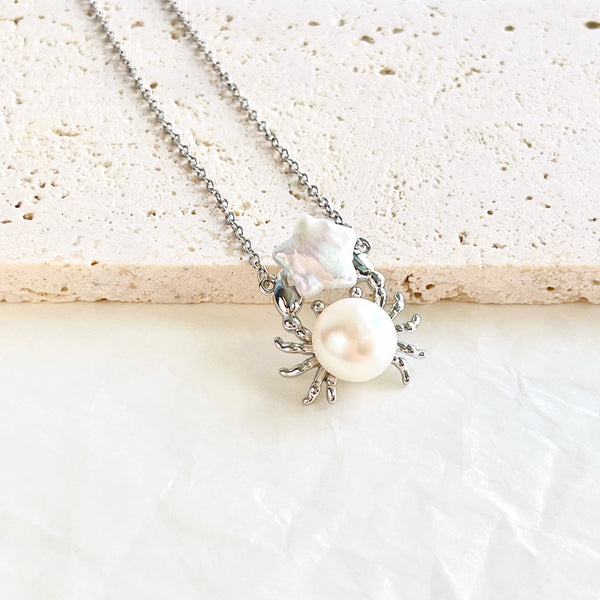 Cute Crab Star Pearl Necklace