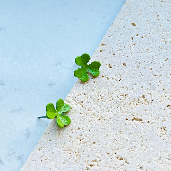 Cute Green Clover Stud Earrings