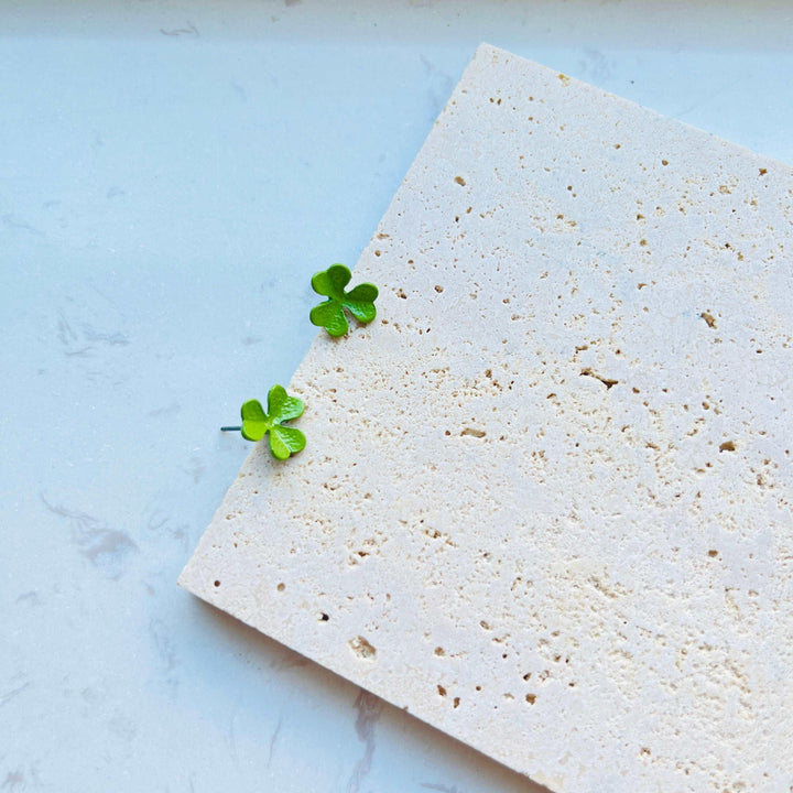 Cute Green Clover Stud Earrings