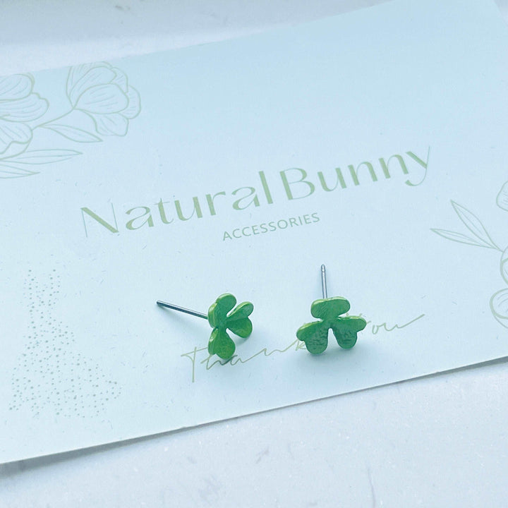 Cute Green Clover Stud Earrings