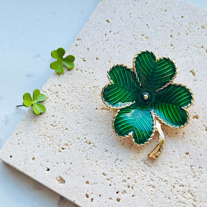 Cute Green Clover Stud Earrings