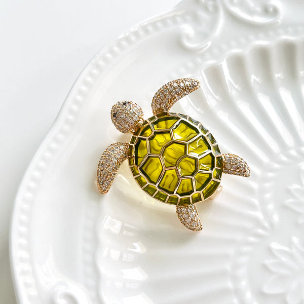 Cute Green Sea Turtle Brooch