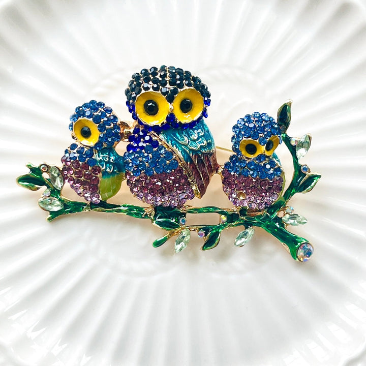 Cute Owl Family Brooch - Natural Bunny Accessories