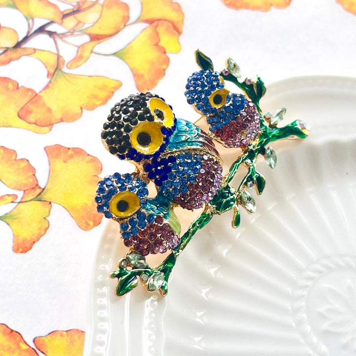 Cute Owl Family Brooch - Natural Bunny Accessories