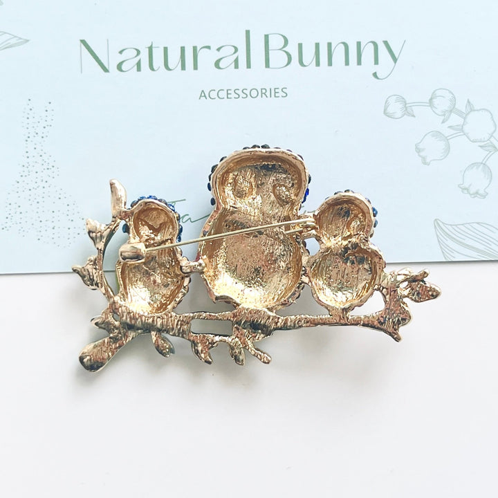 Cute Owl Family Brooch - Natural Bunny Accessories