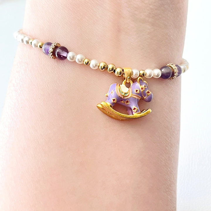 Cute Rocking Horse Pearl Necklace | Bracelet | Earrings Set - Natural Bunny Accessories