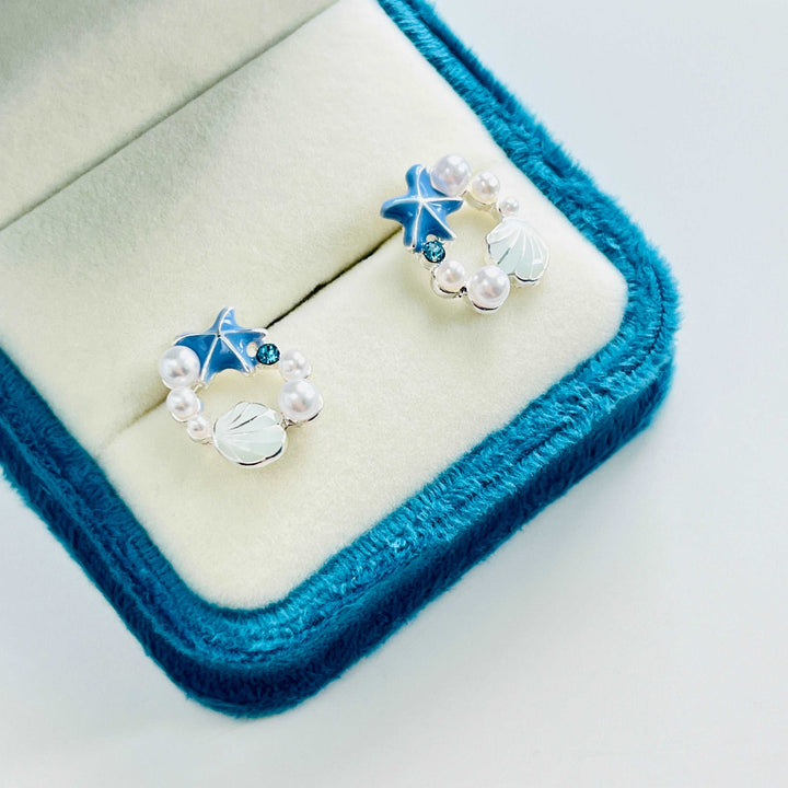 Cute Starfish and Shell Stud Earrings