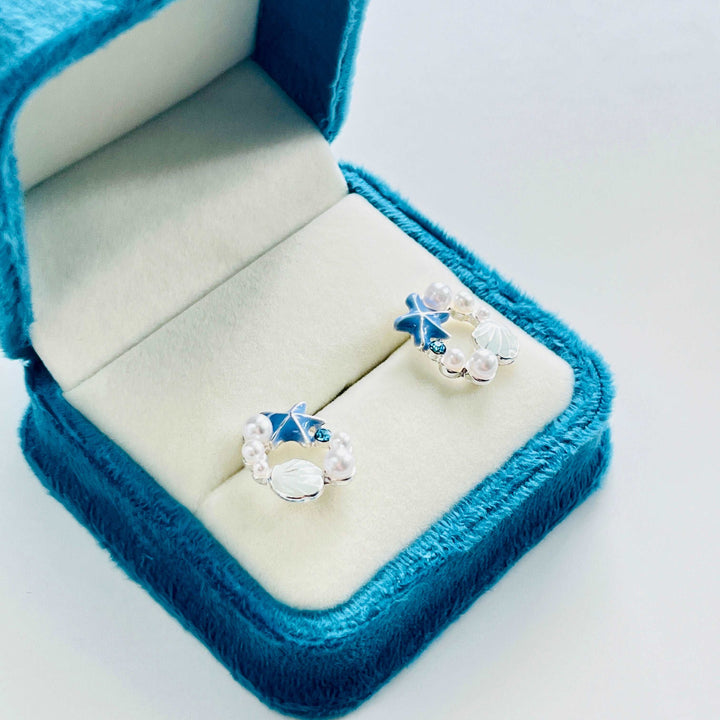 Cute Starfish and Shell Stud Earrings