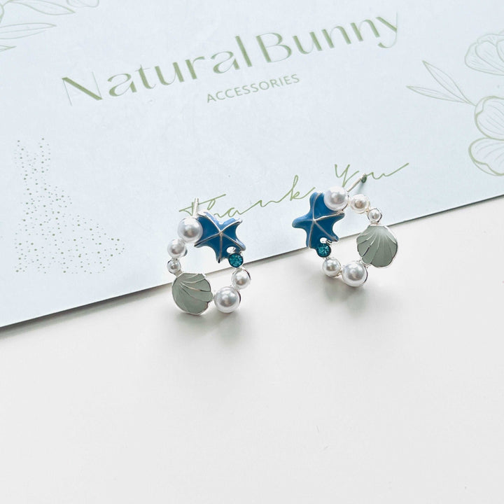 Cute Starfish and Shell Stud Earrings