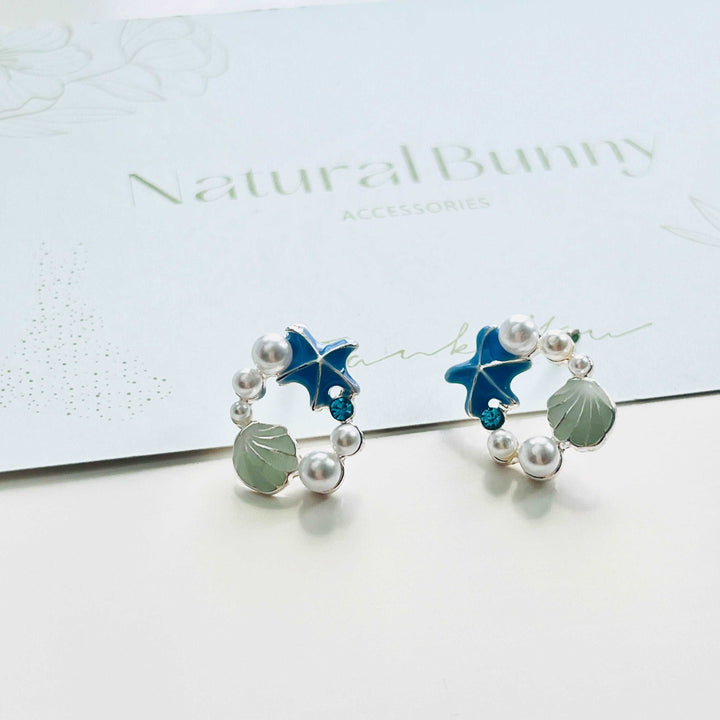 Cute Starfish and Shell Stud Earrings